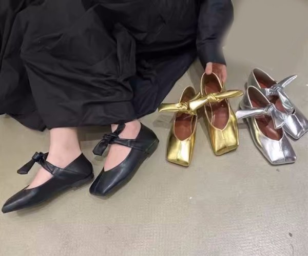 画像3: Ribbon Belt Flat Ballet Pumps Shoes　 フラットリボン結びバレーバレリーナシューズパンプス (3)