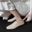 画像5: square toe soft  flat leather soft sole heel  one-step loafer pumps  フラットレザーソフトソールローファーパンプス (5)