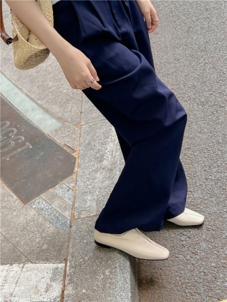 画像7: square toe soft  flat leather soft sole heel  one-step loafer pumps  フラットレザーソフトソールローファーパンプス (7)