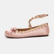 画像6: Ribbon Rivet Satin Flat Fairy Cross Buckle Ballet Pumps Shoes　 フラットサテンリボン＆スタッズバレーバレリーナシューパンプス (6)