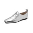 画像1: square toe soft  flat leather soft sole heel  one-step loafer pumps  フラットレザーソフトソールローファーパンプス (1)