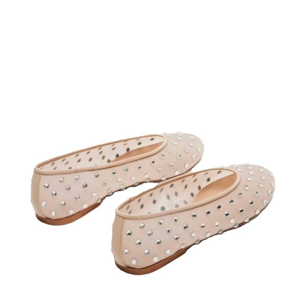 画像7: Mesh Rhinestone Flat Pumps Single Shoes　 フラットラインストーンメッシュパンプスローファー (7)