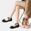 画像3: Ribbon Rivet Satin Flat Fairy Cross Buckle Ballet Pumps Shoes　 フラットサテンリボン＆スタッズバレーバレリーナシューパンプス (3)