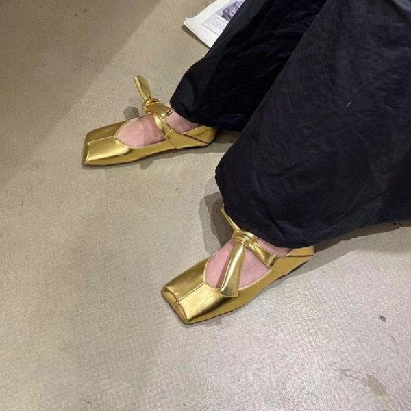 画像7: Ribbon Belt Flat Ballet Pumps Shoes　 フラットリボン結びバレーバレリーナシューズパンプス (7)