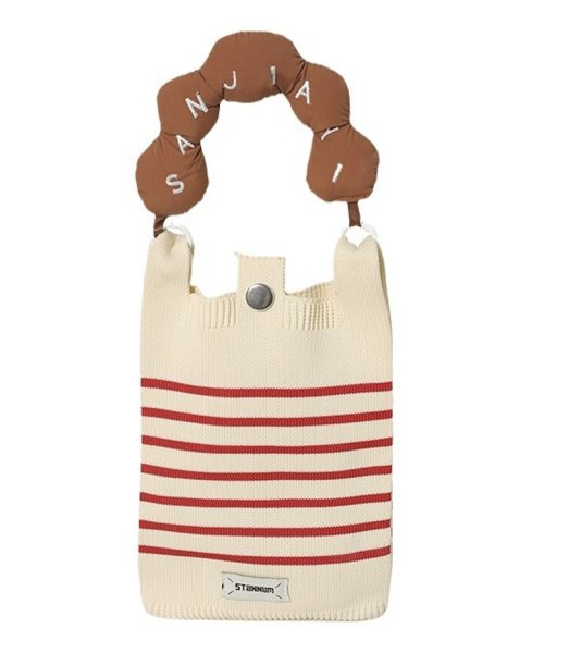 画像2: Contrast striped knit Shoulder tote bag　コントラストボーダーニットトートショルダーバッグ (2)