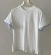 画像3: Splice Pleated  Round NeckT-shirt short-sleeved 　ストライプギャザー淵付きラウンドネック半袖 Tシャツ (3)