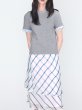 画像5: Splice Pleated  Round NeckT-shirt short-sleeved 　ストライプギャザー淵付きラウンドネック半袖 Tシャツ (5)