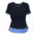 画像1: Check frill short sleeve T-shirt short-sleeved 　チェックギャザー付き半袖 Tシャツ (1)