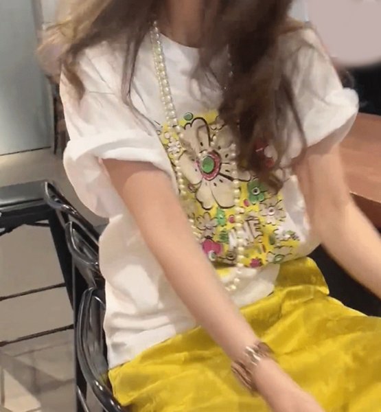 画像4: Flower graphic graffiti paint short sleeve T-shirt　フラワーグラフィック落書きペイントラウンドネック半袖 Tシャツ (4)