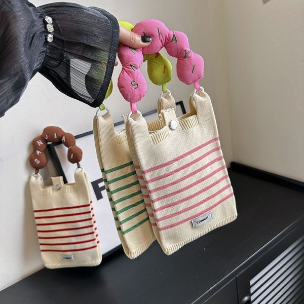 画像5: Contrast striped knit Shoulder tote bag　コントラストボーダーニットトートショルダーバッグ (5)