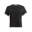 画像2: Splice Pleated  Round NeckT-shirt short-sleeved 　ストライプギャザー淵付きラウンドネック半袖 Tシャツ (2)