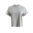 画像1: Splice Pleated  Round NeckT-shirt short-sleeved 　ストライプギャザー淵付きラウンドネック半袖 Tシャツ (1)