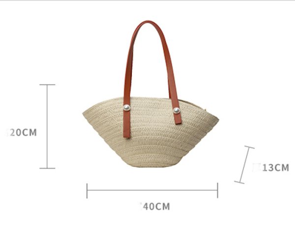 画像3: Pearl handle shell-shaped basket bag tote shoulder bag　パール付きレザーハンドルカゴ籠トートショルダーバッグ (3)