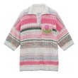 画像1: Women's Colorful striped knit polo shirt knit　 カラフルボーダーポロシャツニット (1)