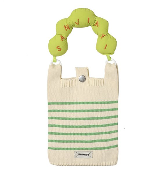 画像3: Contrast striped knit Shoulder tote bag　コントラストボーダーニットトートショルダーバッグ (3)