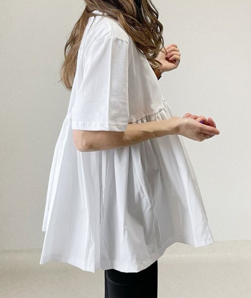 画像8: Cotton ruffle short sleeve  Round Neck T-shirt short-sleeved 　コットン フリルラウンドネック半袖 Tシャツ (8)