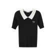 画像1: Women's ribbed collar polo shirt knit　ワンポイントリブポロシャツ半袖ニット (1)