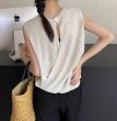 画像1: Women's Backless design cross knitsleeveless sweater knit　ノースリーブバックレスセーターニット (1)