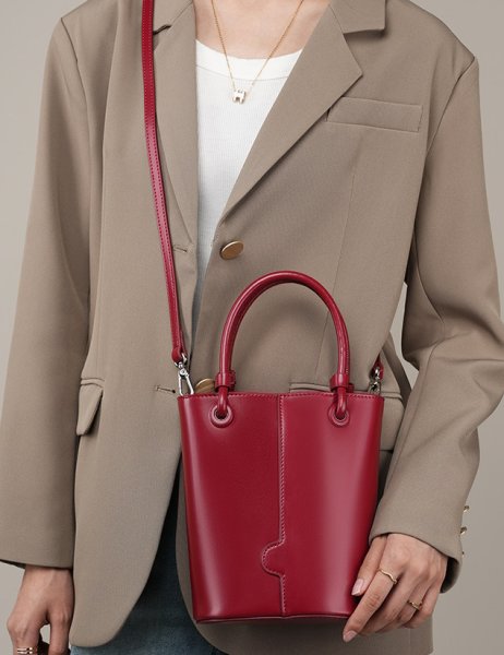 画像6: CrossbodyBucket Bag Shoulder Tote  Bag　レザーバケットクロスボディートートショルダーバッグ (6)