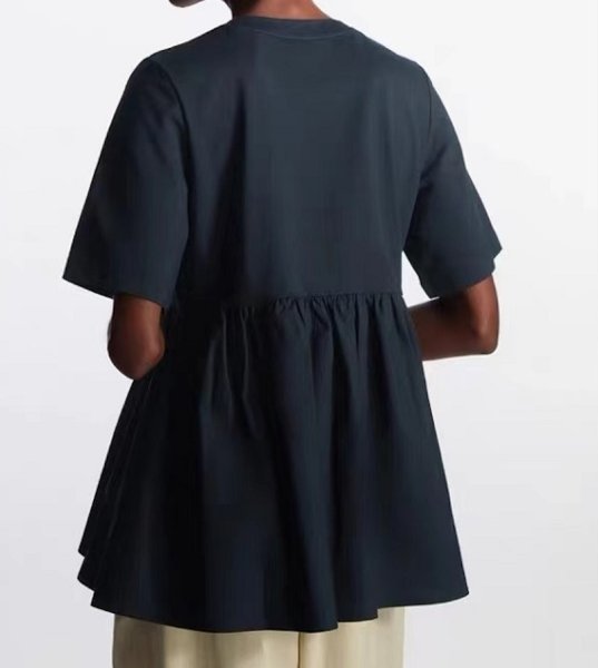 画像4: Cotton ruffle short sleeve  Round Neck T-shirt short-sleeved 　コットン フリルラウンドネック半袖 Tシャツ (4)