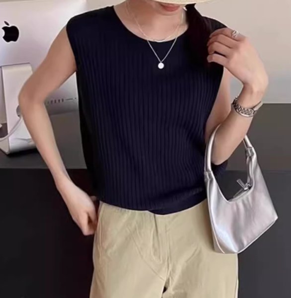 画像5: Women's Backless design cross knitsleeveless sweater knit　ノースリーブバックレスセーターニット (5)