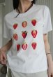 画像1: Strawberry Print  graffiti paint short sleeve T-shirt　ストロベリー苺グラフィック落書きペイントラウンドネック半袖 Tシャツ (1)