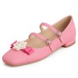 画像1: Pearl Flower Double Fairy Flat Mary Jane Pumps Shoes　 パールフラワー付きダブルストラップ フェアリーフラットメリージェーンパンプスバレーシューズ (1)