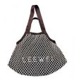 画像1: Brown logo printed net shopping eco bag tote shoulder bag　LEEWEIロゴ網ネットカゴ籠トートショルダーショッピングエコバッグ (1)