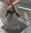 画像2: Brown logo printed net shopping eco bag tote shoulder bag　LEEWEIロゴ網ネットカゴ籠トートショルダーショッピングエコバッグ (2)