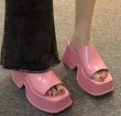 画像5: Women's  new platform heightening leather slippers casual sandals Open-toe  slippers  　ユニセックスプラットフォームレザー厚底サンダルスリッパ  (5)