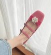 画像7: Pearl Flower Double Fairy Flat Mary Jane Pumps Shoes　 パールフラワー付きダブルストラップ フェアリーフラットメリージェーンパンプスバレーシューズ (7)
