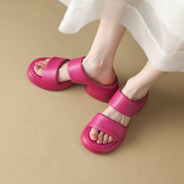 画像2: Women's Open-toe thick-soled  sandals  slippers  high-heeled slippers　ユニセックスプラットフォーム厚底マッチングヒールサンダルスリッパ  (2)