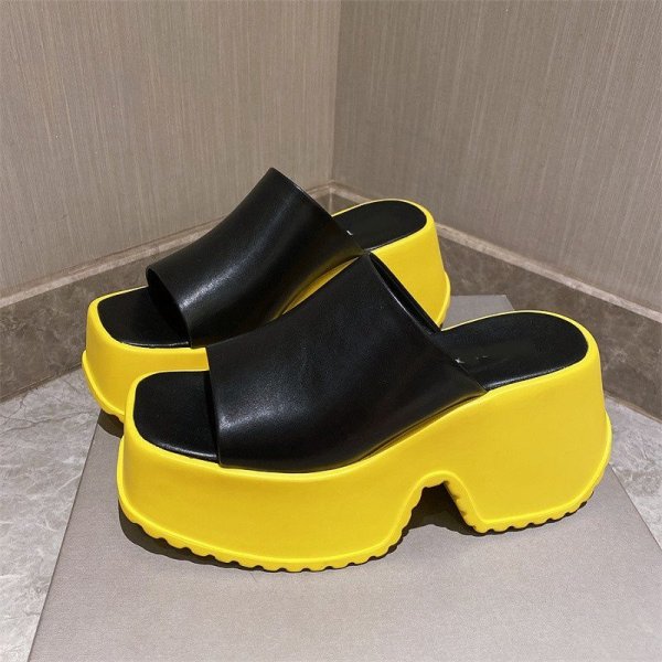画像6: Women's  new platform heightening leather slippers casual sandals Open-toe  slippers  　ユニセックスプラットフォームレザー厚底サンダルスリッパ  (6)