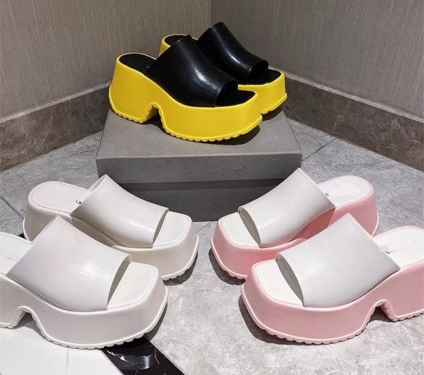 画像7: Women's  new platform heightening leather slippers casual sandals Open-toe  slippers  　ユニセックスプラットフォームレザー厚底サンダルスリッパ  (7)