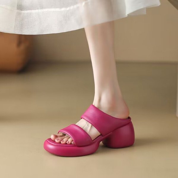 画像4: Women's Open-toe thick-soled  sandals  slippers  high-heeled slippers　ユニセックスプラットフォーム厚底マッチングヒールサンダルスリッパ  (4)