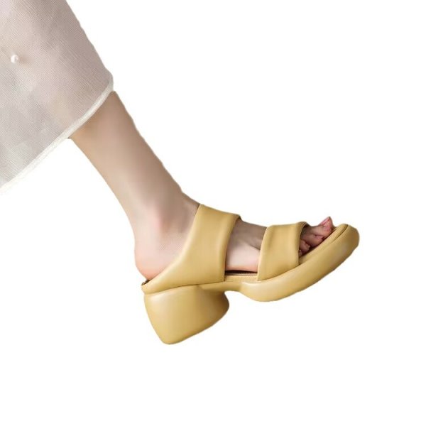 画像1: Women's Open-toe thick-soled  sandals  slippers  high-heeled slippers　ユニセックスプラットフォーム厚底マッチングヒールサンダルスリッパ  (1)