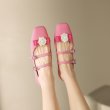 画像5: Pearl Flower Double Fairy Flat Mary Jane Pumps Shoes　 パールフラワー付きダブルストラップ フェアリーフラットメリージェーンパンプスバレーシューズ (5)