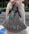 画像3: Brown logo printed net shopping eco bag tote shoulder bag　LEEWEIロゴ網ネットカゴ籠トートショルダーショッピングエコバッグ (3)