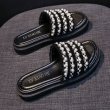 画像3: Women's  Pearl & fringe platform sandals slippers　ユニセックスプラットフォーム厚底パール＆フリンジサンダルスリッパ  (3)