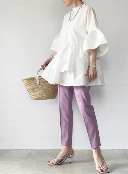 画像6: Women's Bell sleeve loose mid-length blouse shirt blouse 　ベルスリーブルーズミドル丈ブラウスシャツブラウス (6)