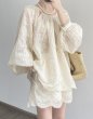 画像1: Women's Tencel embroidered sunproof shirt blouse and shorts setup 　テンセル刺繍ブラウス＆パンツセットアップ (1)