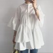 画像8: Women's Bell sleeve loose mid-length blouse shirt blouse 　ベルスリーブルーズミドル丈ブラウスシャツブラウス (8)