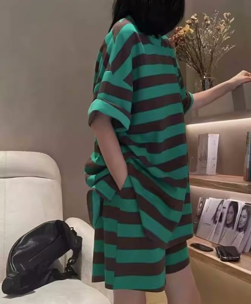 画像3: Women's Striped T-shirt and pants set  Logo sweat setup 　ボーダーTシャツ＆パンツセットアップスウェット (3)