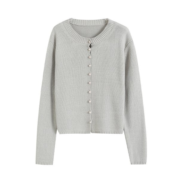 画像4: Women's French fashion stylish buttoned short round neck knit cardigan jacket  knit　おしゃれボタンフレンチカーディガンニット (4)