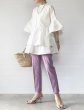 画像1: Women's Bell sleeve loose mid-length blouse shirt blouse 　ベルスリーブルーズミドル丈ブラウスシャツブラウス (1)