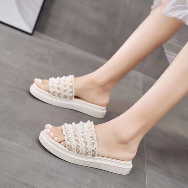画像6: Women's  Pearl & fringe platform sandals slippers　ユニセックスプラットフォーム厚底パール＆フリンジサンダルスリッパ  (6)