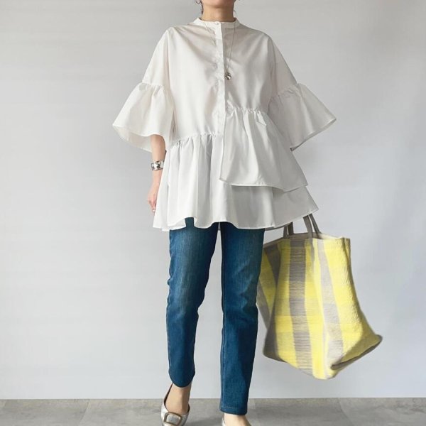 画像3: Women's Bell sleeve loose mid-length blouse shirt blouse 　ベルスリーブルーズミドル丈ブラウスシャツブラウス (3)