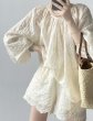 画像2: Women's Tencel embroidered sunproof shirt blouse and shorts setup 　テンセル刺繍ブラウス＆パンツセットアップ (2)
