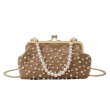 画像2: Quilted chain shoulder tote crossbody bag with pearls　パール付きチェーンショルダーパールハンドルトートクロスボディバッグ (2)