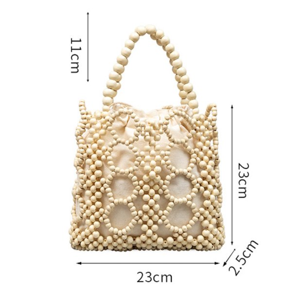 画像10: Wooden bead contrast color handmade tote bag　木製ビーズコントラストカラー ハンドメイドトートバッグ (10)